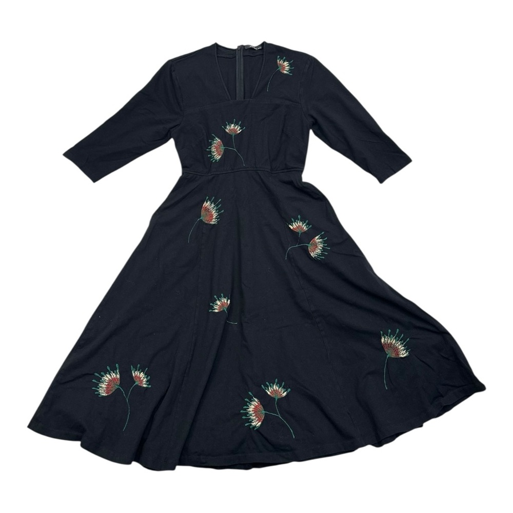 eShakti Black Embroidered Cotton Dress